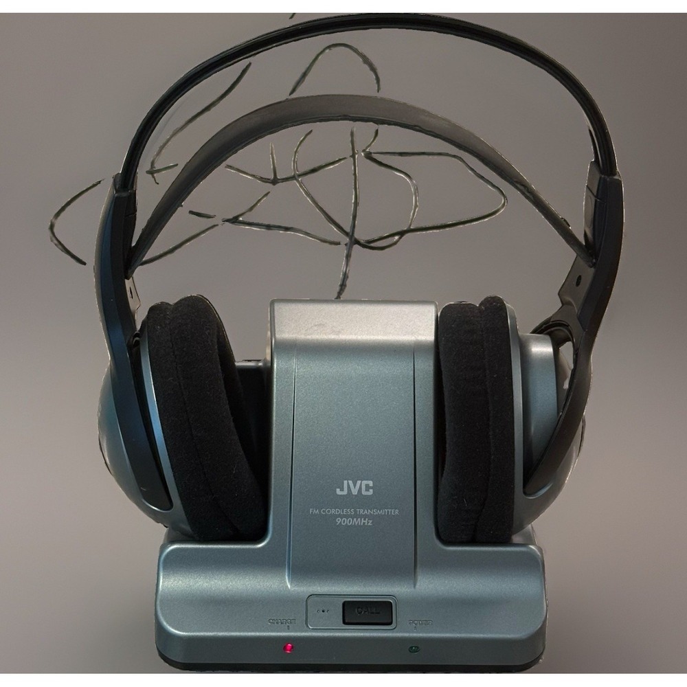 JVC HA-W600RF 900MHz FM Cordless Wireless Headphones Transmitter Base Set WORKS